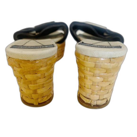 Kate Spade Women's Woven Platform Sandal Black White Striped Bow Size 6 - Picture 8 of 8